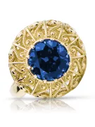 14K Yellow gold Sapphire Ring Vintage style vrc059y